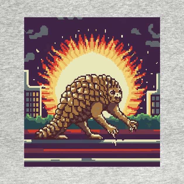 pixel art Pangolin with a bright sun by Catbrat